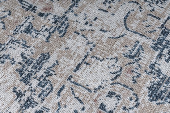 Tapis Tapiso Ritz Tapis Vintage Antidérapant en Katoen Grijs Taille - 120x170