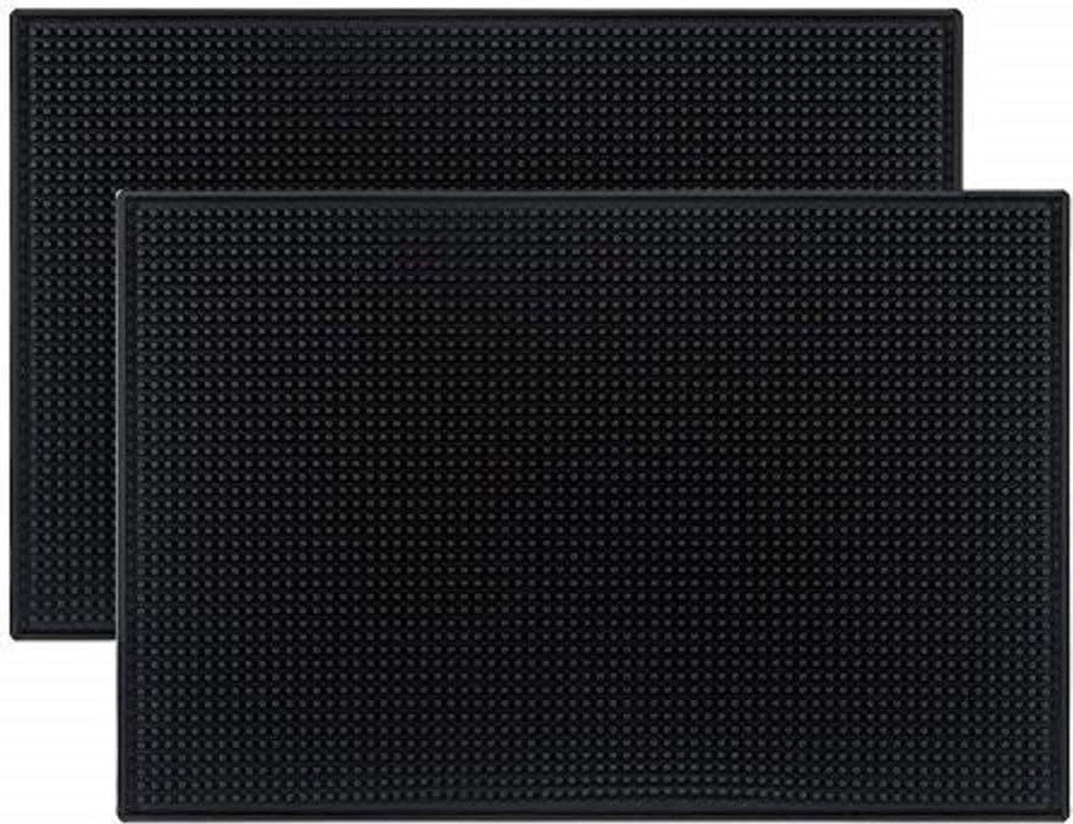 2 stuks barservicemat, 45 x 30 cm siliconen droogmat voor bar club keuken café, antislip rubberen barmat afdruipmat, zwart