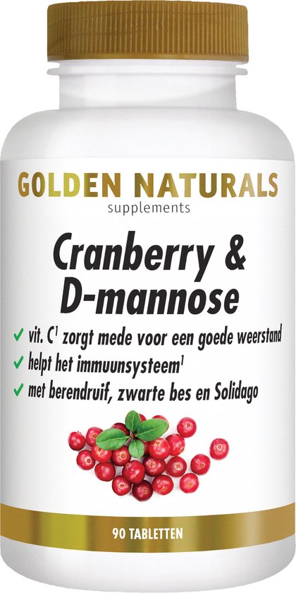 Golden Naturals Cranberry & D-mannose (90 veganistische tabletten)