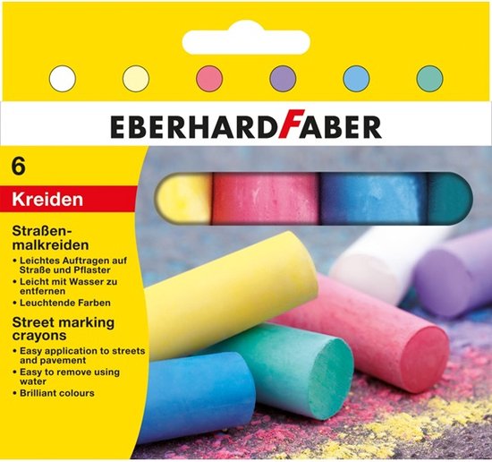 Eberhard Faber stoepkrijt - 6 kleuren - assorti - EF-526506