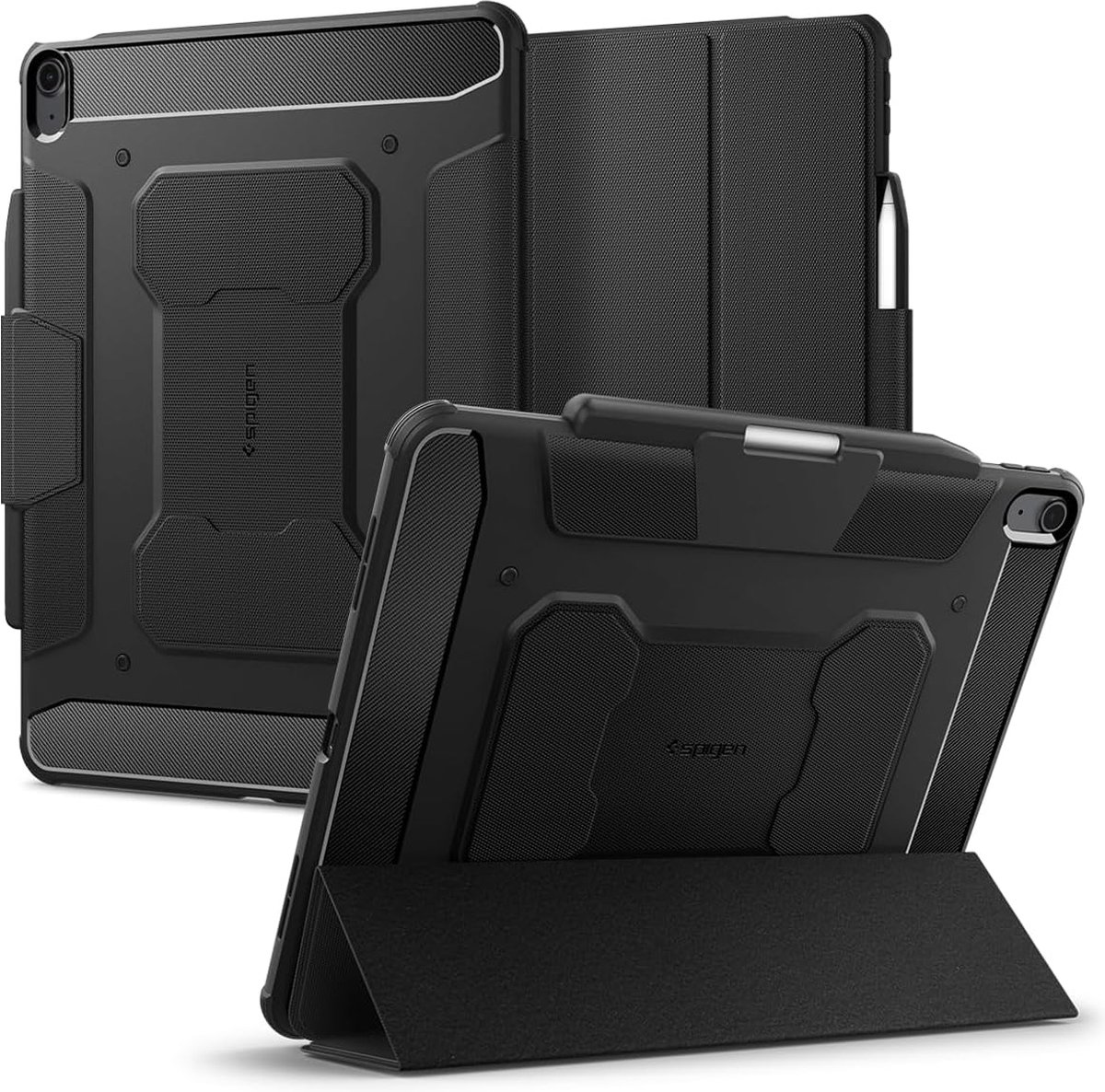 Spigen Geschikt voor Apple iPad Air 6 13 inch (M2) 2024 - Rugged Armor - Book Case Hoesje - Zwart