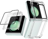 Casemania Hoesje Geschikt voor Samsung Galaxy Z Flip 6 / Z Flip 7 FE - Transparant - Anti Shock Back Cover - Ingebouwd Screenprotector