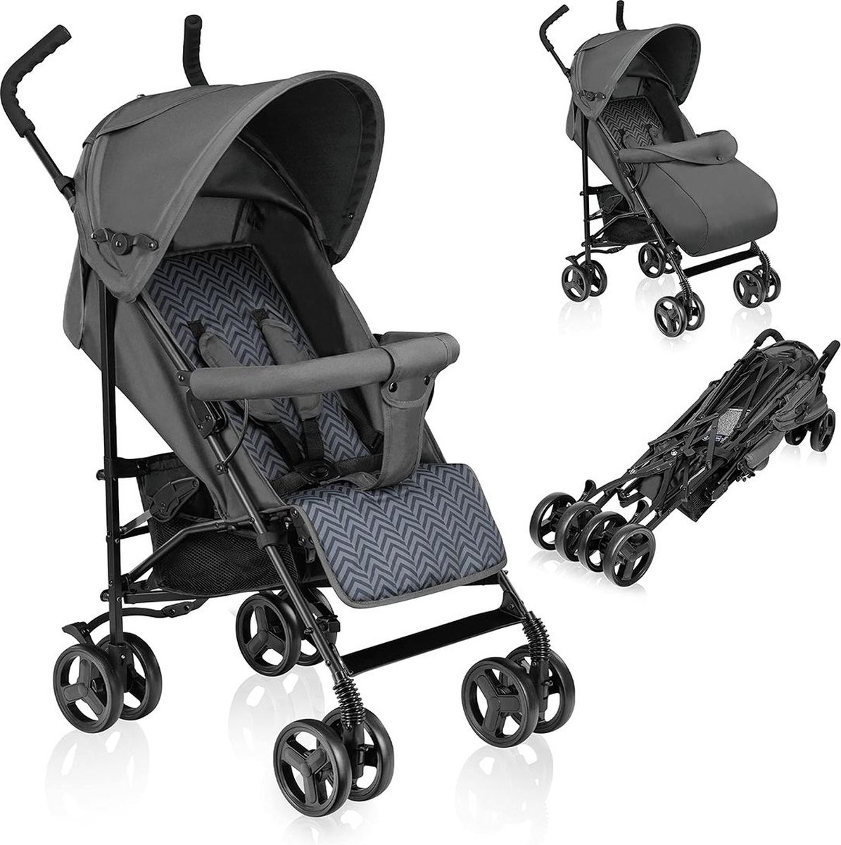MKSS® Buggy - Kinderwagen - Wandelwagen - Plooibuggy - Donker Grijs