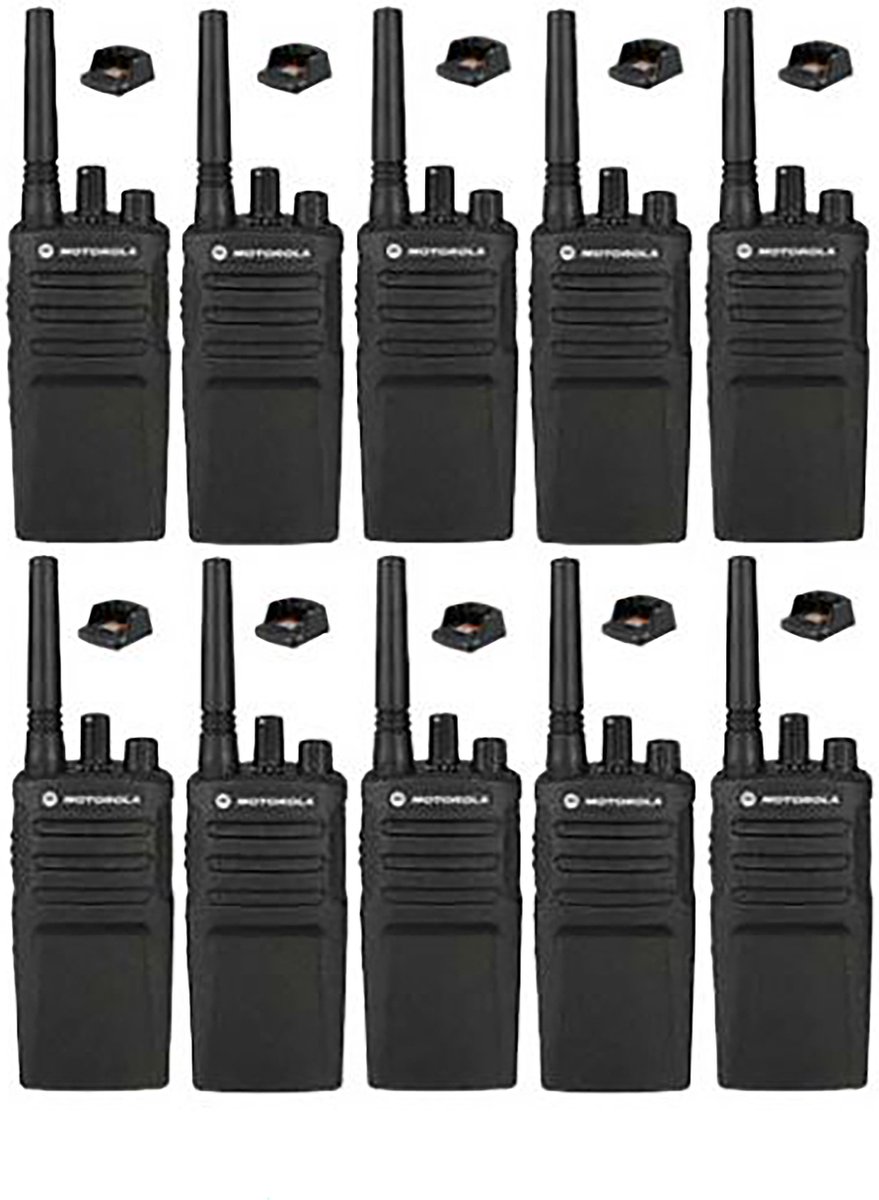 Set van 10 Motorola XT420 UHF IP55 PMR446 Portofoon met laders