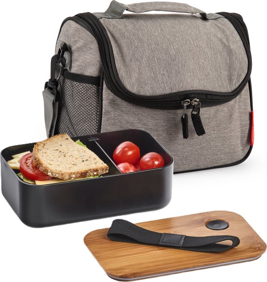 Plasticforte Koeltas/lunchtas Callela - taupe/zwart - 6.5 liter - 17 x 26 x 20 cm - strand - lunchtas van PlasticForte — afbeelding 3