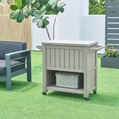 Bol.com Trolley Arsita serveerwagen voor buiten 102x47x87 cm beige en houtkleurig casa.pro aanbieding