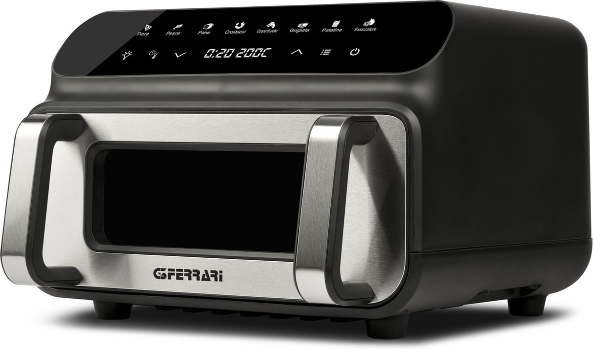 G3 Ferrari Friggisano BBQ – Airfryer & Grill 10L – 2000W – 50-230°C – 8 Programma’s – Digitale Display – Met Grillrooster, Airfryer Tray en Ronde Bakvorm