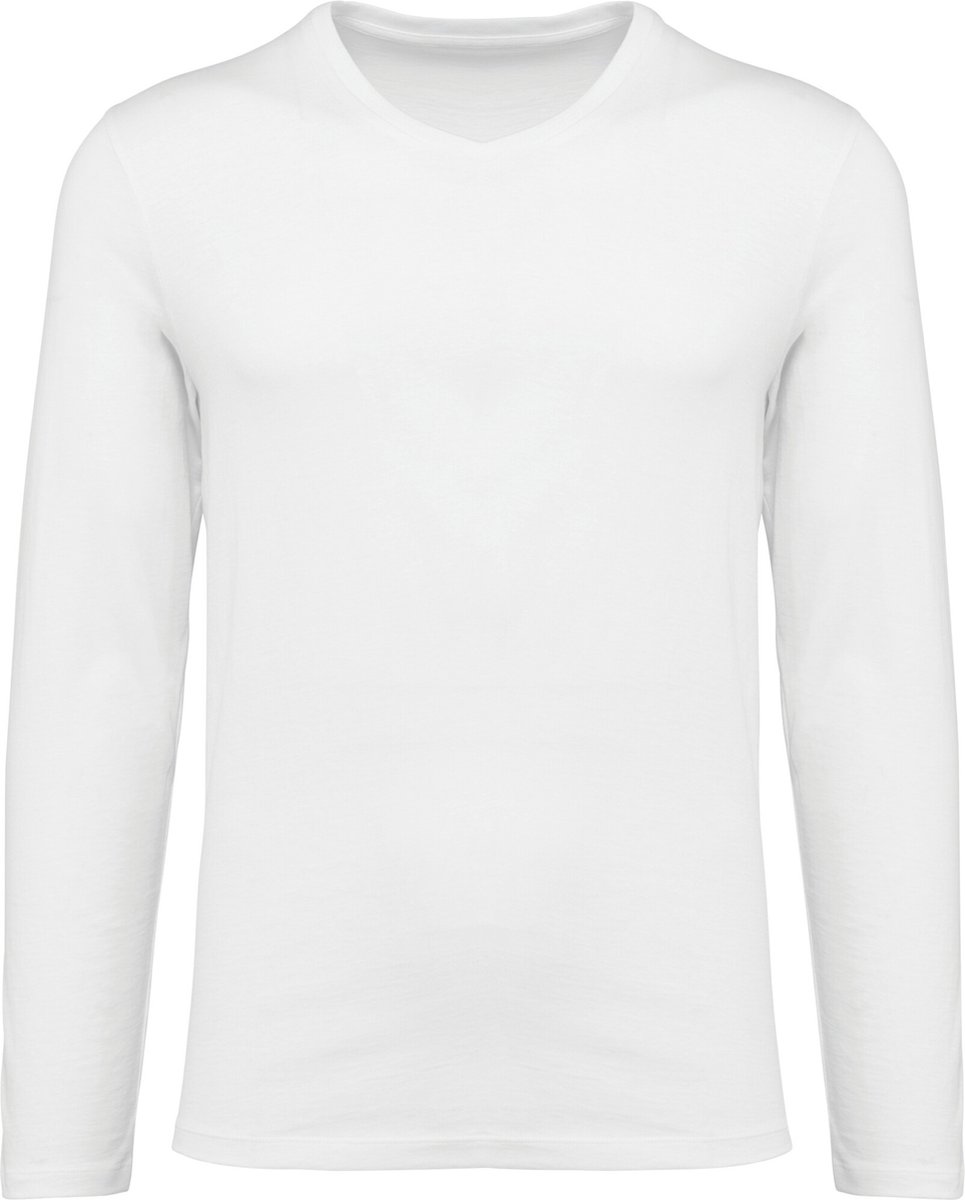 Kariban Premium Supima® heren-T-shirt V-hals lange mouwen PK306 - White - XL