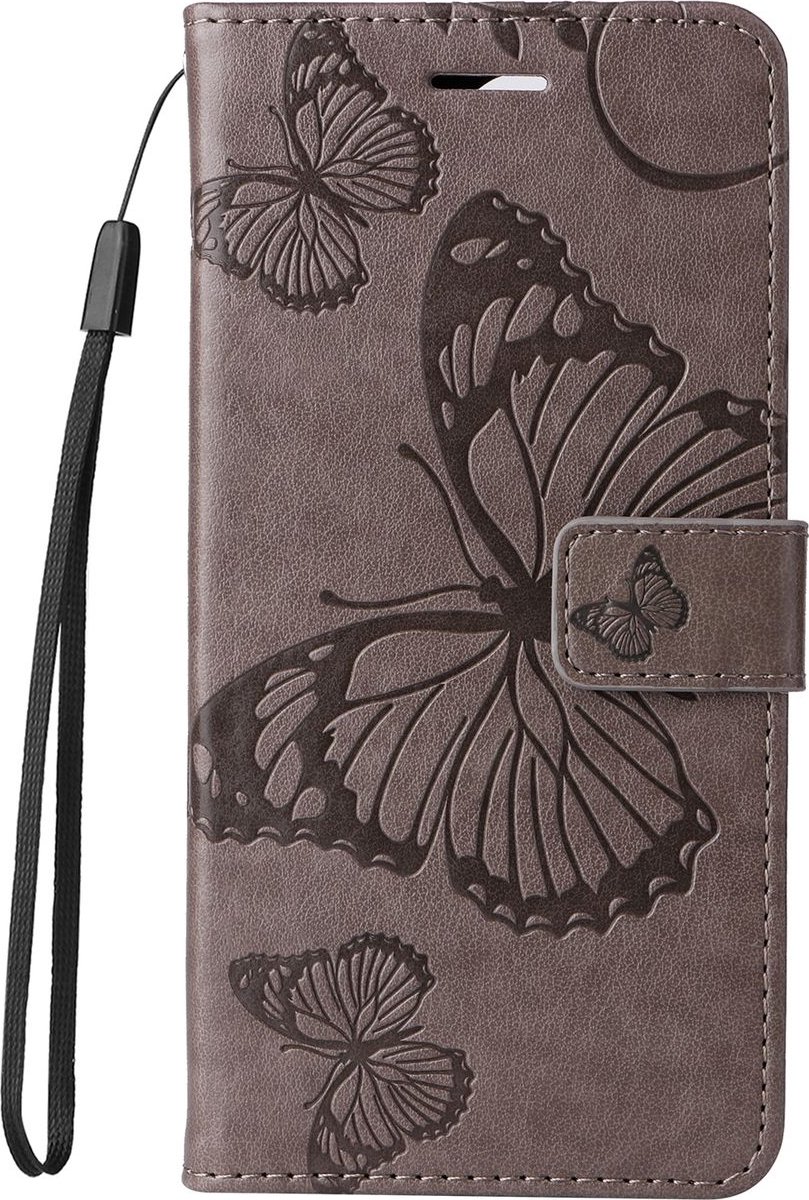 Mobigear Telefoonhoesje geschikt voor Apple iPhone 16 Plus Hoesje | Mobigear Butterfly Bookcase Portemonnee | Pasjeshouder voor 2 Pasjes | Telefoonhoesje voor Pinpas / OV Kaart / Rijbewijs - Grijs