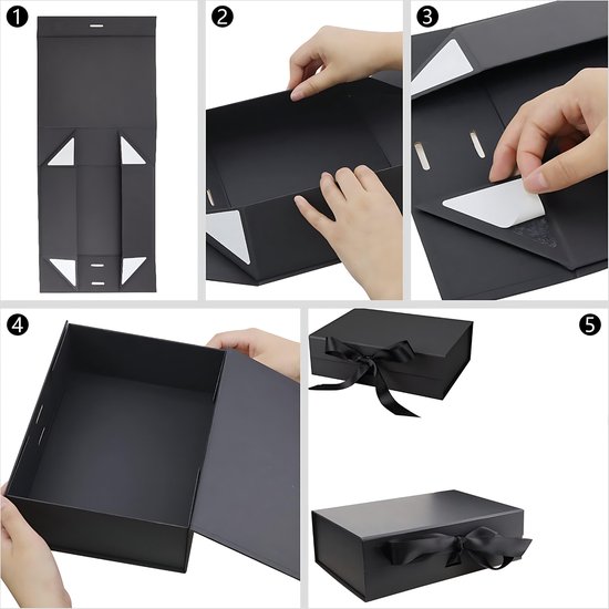 YeahBoom Geschenkdoos met strik - magnetische doos met deksel, doos, tas, lint, licht - geschenkverpakking voor Valentijnsdag
