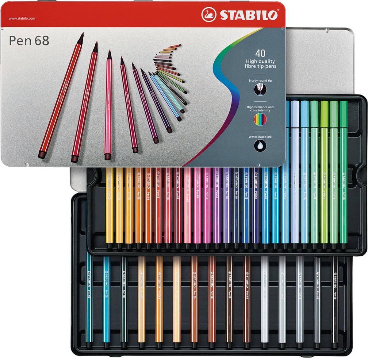 STABILO Pen 68 - Premium Viltstift - Metalen Etui - 40 Verschillende Kleuren — afbeelding 10