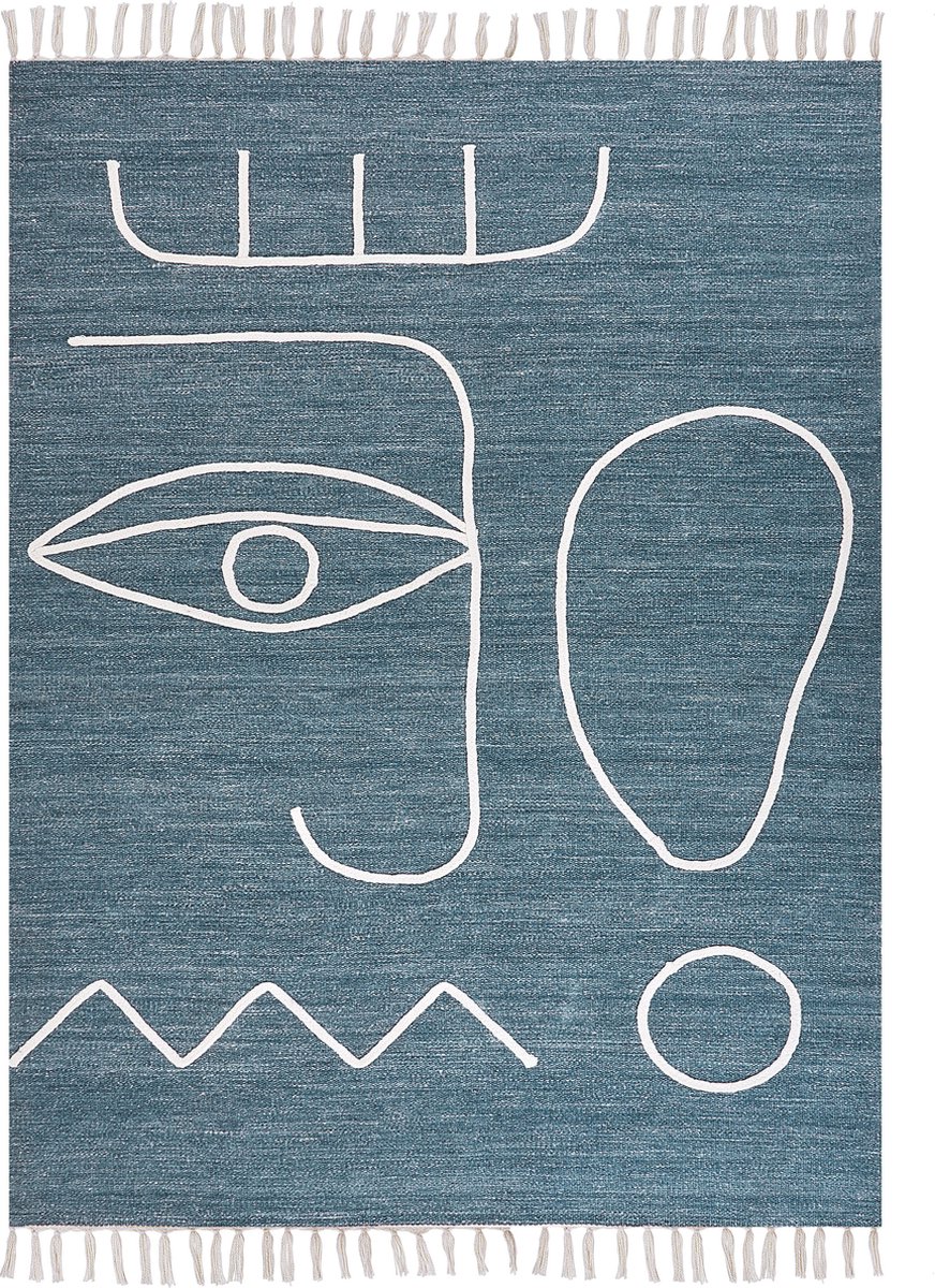 BELIANI YAVU - Vloerkleed - Blauw - 140 x 200 cm - Polyester