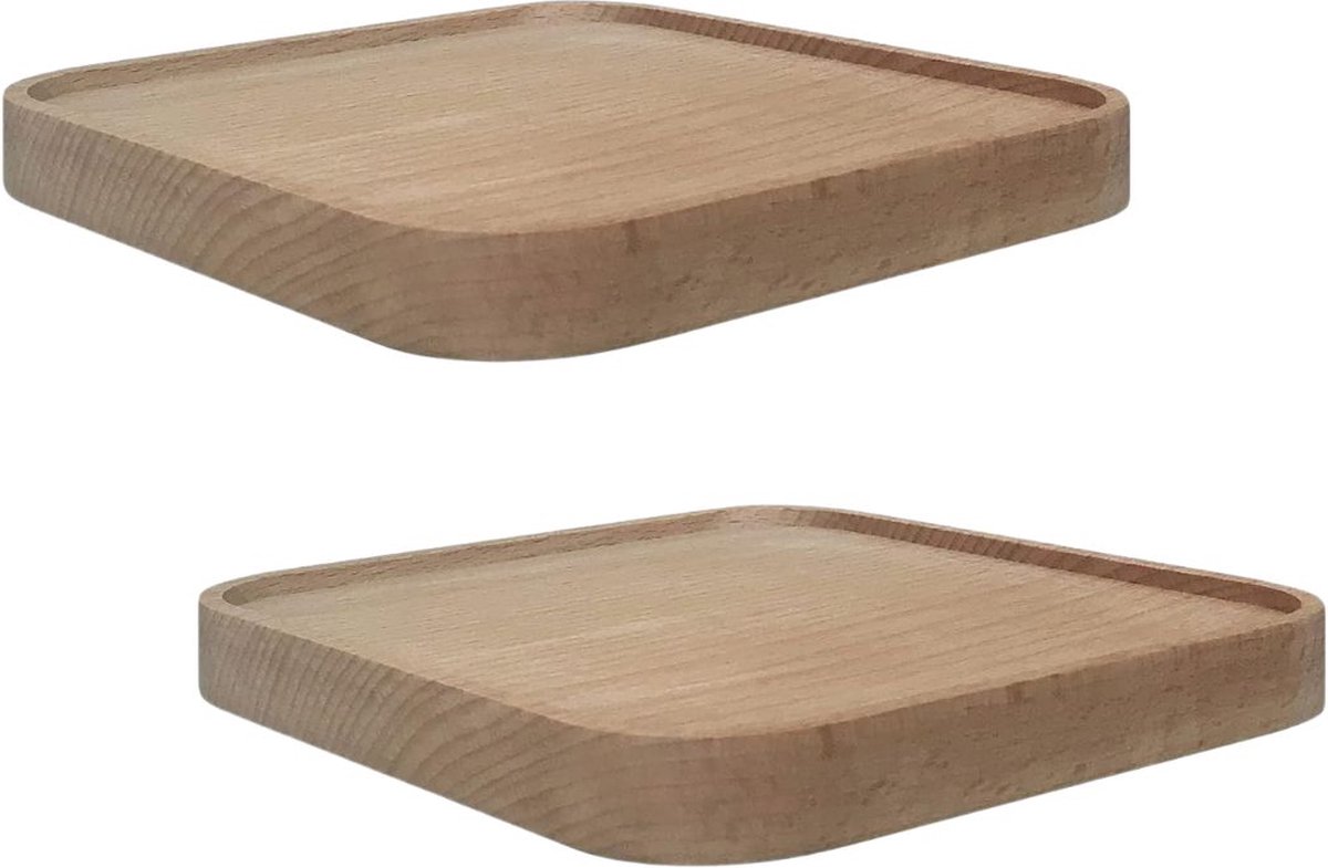 Wandplank - Houten Plank Wandmontage - Hoekrek Display Decor - Hoekplank - Organizer voor Slaapkamer Keuken Badkamer - 2Stuks - Bruin