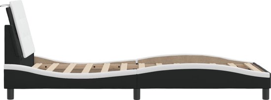 vidaXL - Bedframe - met - LED - zonder - matras - "Zadar" - zwart - en - wit - 90x200 - cm