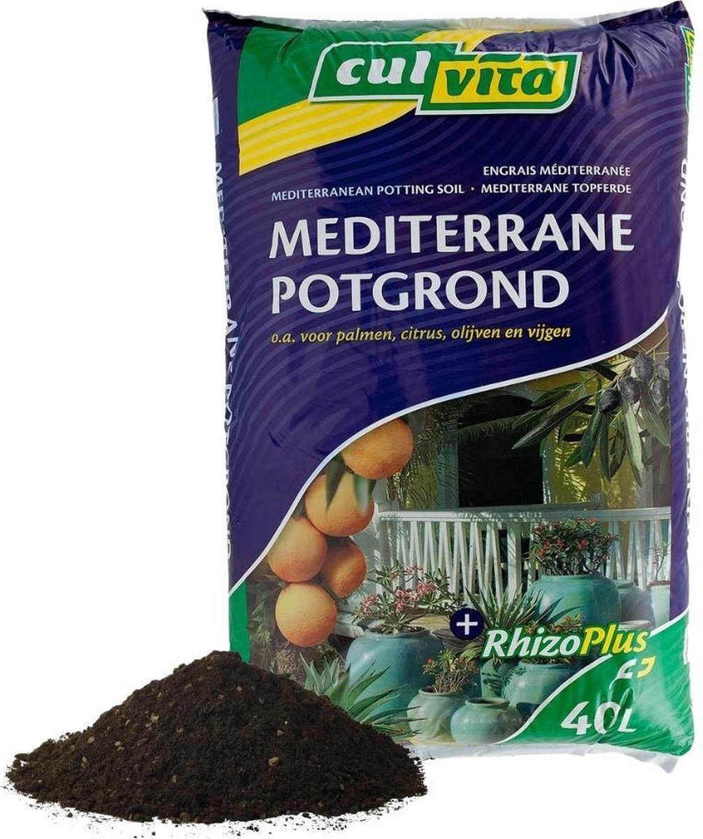 Green Harmony Culvita Mediterrane Potgrond 40 Liter inclusief RhizoPlus potgrond mediterrane planten o.a. geschikt voor olijfbomen citrus en palmen