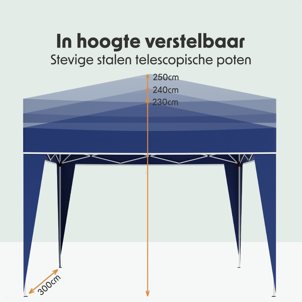 LifeGoods Partytent - Opvouwbaar - 3x3 m - Easy Up - Paviljoen - Vouwtent - Met Draagtas - Blauw thumbnail 3