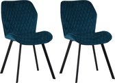 Colenis® - Chaise de salle à manger Rio - Set de 2 - Petrol - Velours - Industriel