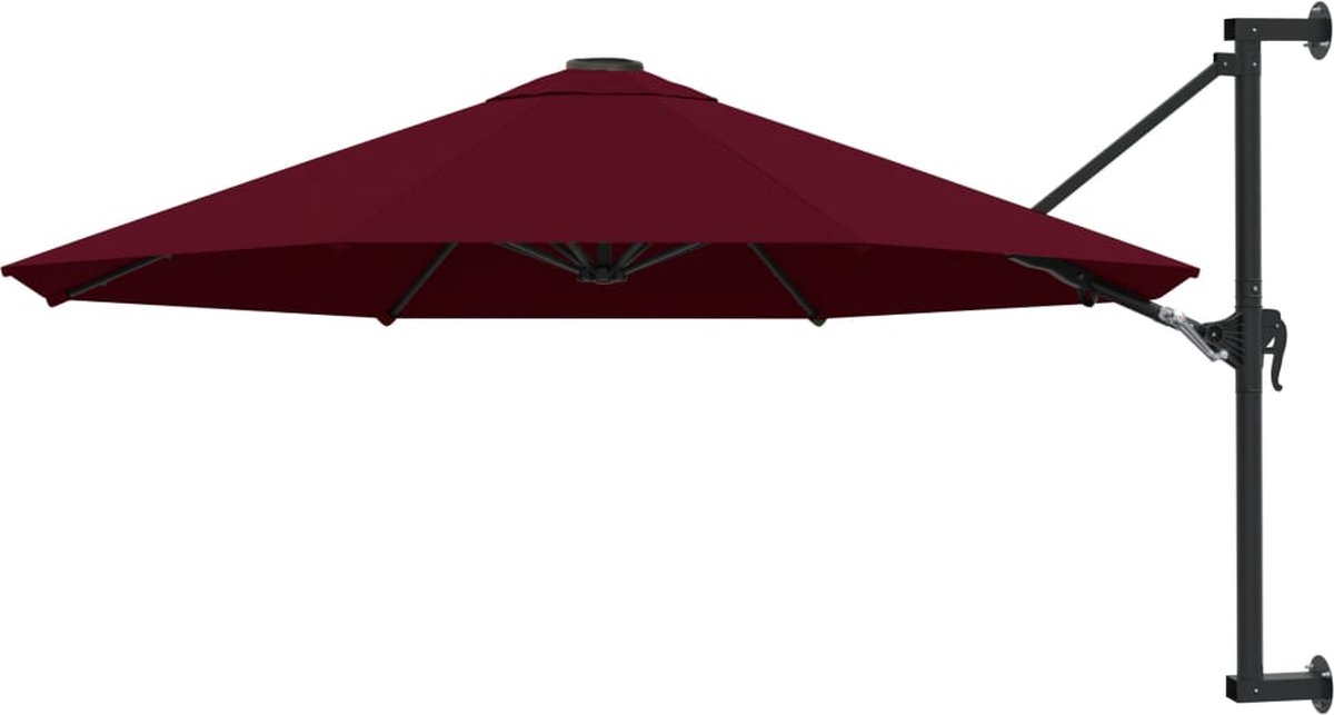 Bol.com vidaXL - Wandparasol - met - metalen - paal - 300 - cm - bordeauxrood aanbieding