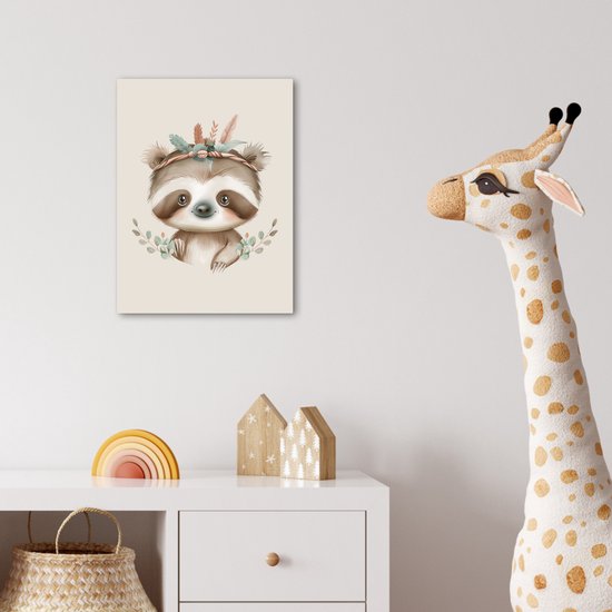 Peinture sur toile 30x40 cm - Décoration murale chambre d'enfant Paresseux - Animaux - Bohème - Boho - Décoration murale murale chambre bébé - Décoration chambre garçon et fille - Accessoires Bébé - Peintures