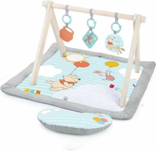 DISNEY BABY Winnie de Poeh speelkleed, Opvouwbare houten speelboog, Multisensorieel speelgoed