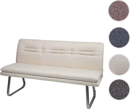 Canapé MCW-H70, canapé de salle à manger canapé rembourré, dossier tissu/textile acier inoxydable brossé ~ crème-beige 160cm