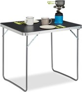 Inklapbare campingtafel van aluminium en MDF - Lichtgewicht klaptafel voor camping - Afmetingen: 70 x 80 x 60 cm - Zilver/grijs