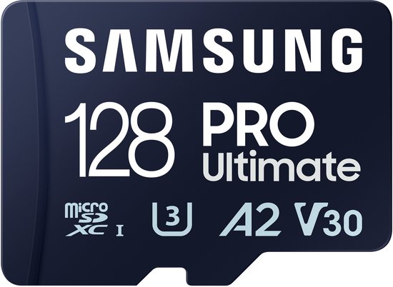 Samsung microSD PRO Ultimate 128GB UHS-I 200MB/s 4K video A2 gaming kaart met adapter waterdicht