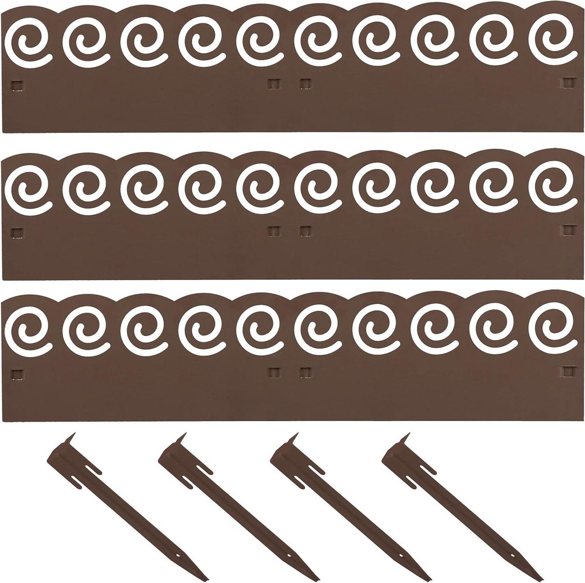 Perkhekje 3-delig metaal HxB 8 x 2745 cm staal gazon bloemenperk - decoratieve perkrand bruin