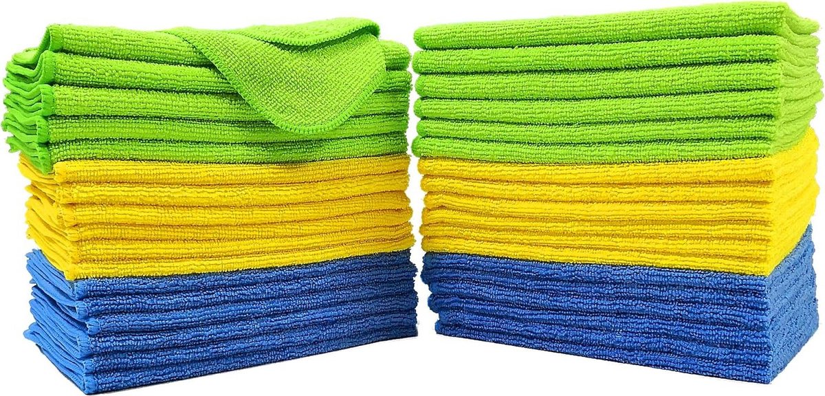 Chiffons Microfibre Polyte - Lot De 12 - 30x30cm - Qualité Premium - Noir