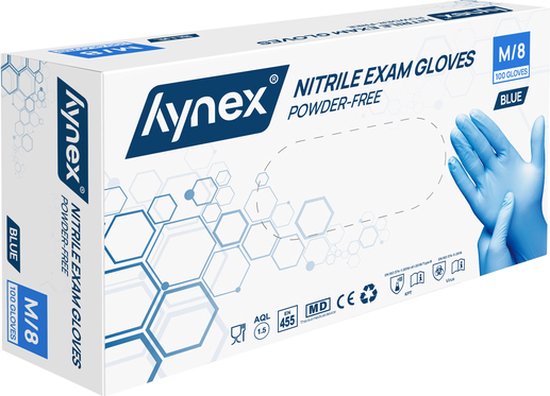 Foto: Hynex nitril handschoenen maat m blauw 100 doos 3 5gram poedervrij