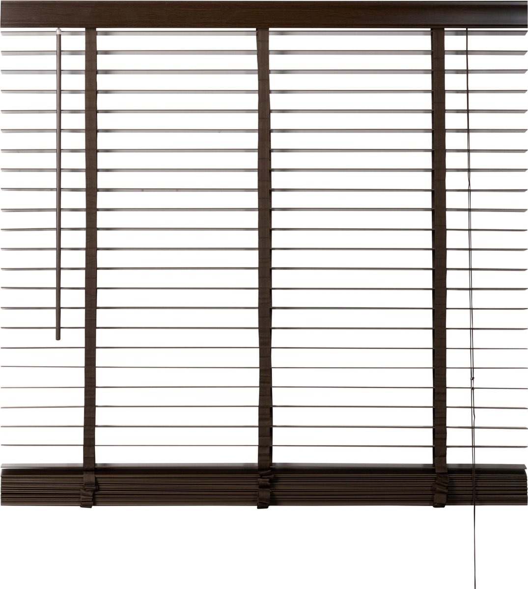 Houten Jaloezie Bruin - 100x180 cm (BxH) - Raamdecoratie - Lamelbreedte 50 mm - inc. Bedieningskoord en Draaistang - Eenvoudig op maat maken en monteren