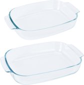 Plats à four set 2 pièces - verre - ovale - 2,7 et 3,8 litres - va au lave-vaisselle