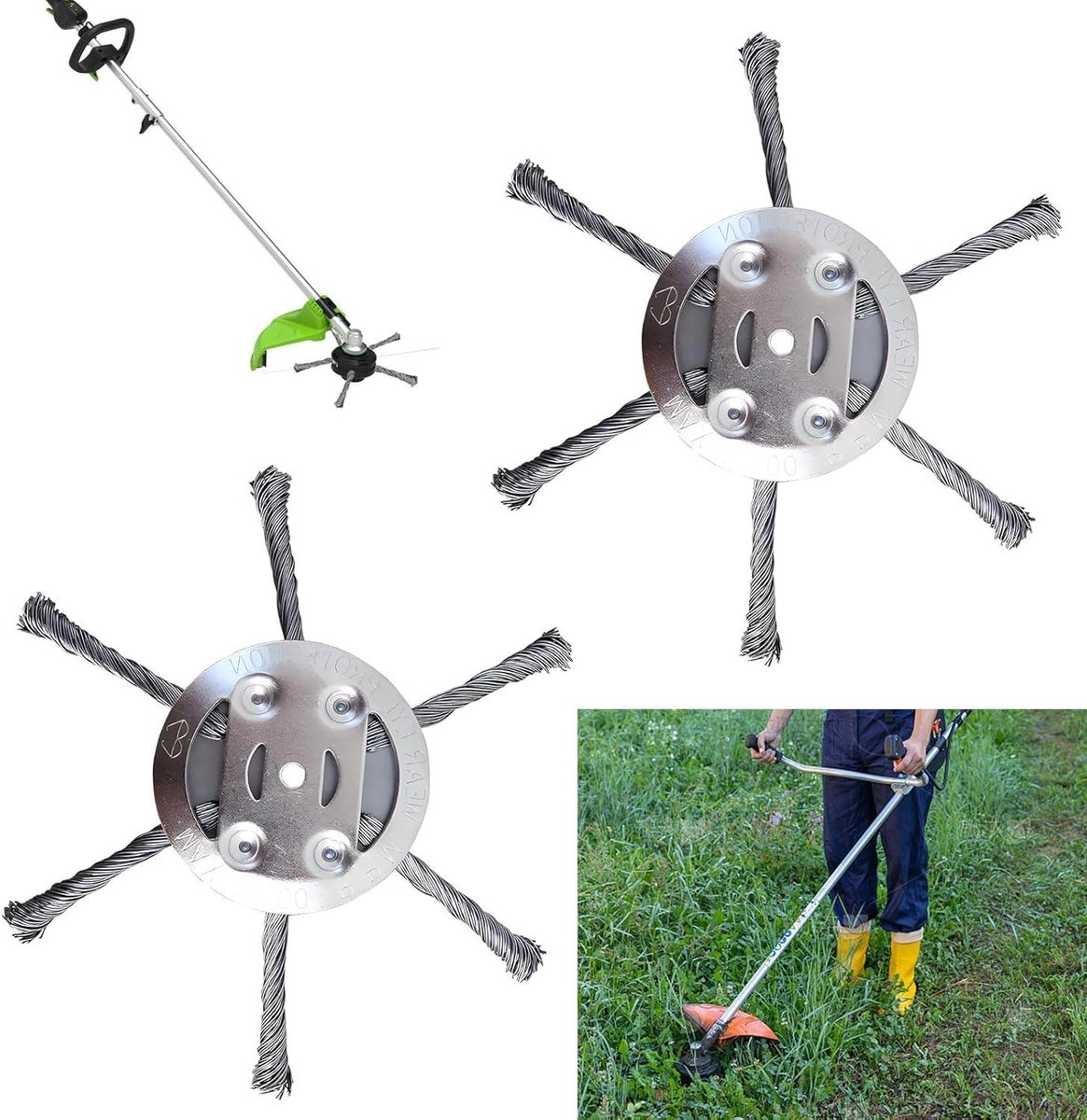 FiveMileBro 2 Stuks Onkruidborstels - 150mm Diameter - 5mm Boring - Voor Grastrimmers