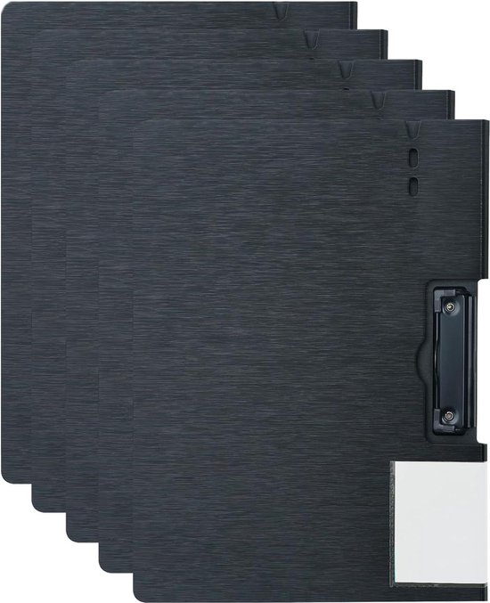 URbantin A4 klembordmap, 5 stuks A4 opvouwbare klemborden met zak, A4-klemborden klembord voor zaken, kantoor, school of restaurant (zwart