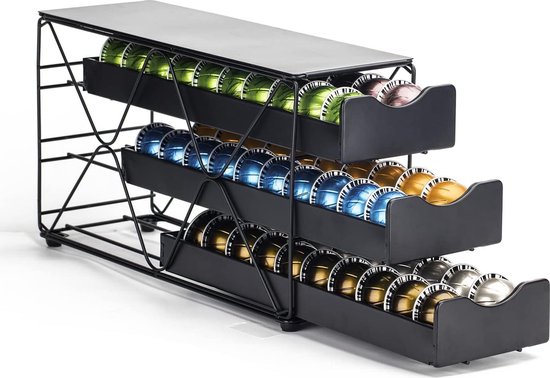 Xfanscafe Support Rotatif Pour Capsules Nespresso Vertuo - 30 Dosettes - Design Élégant Noir