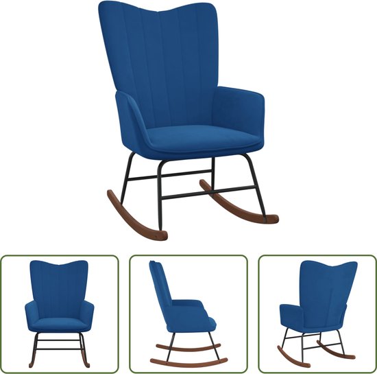 Chaises à bascule The Living Store - 61 x 78 x 98 cm - Velours Blauw
