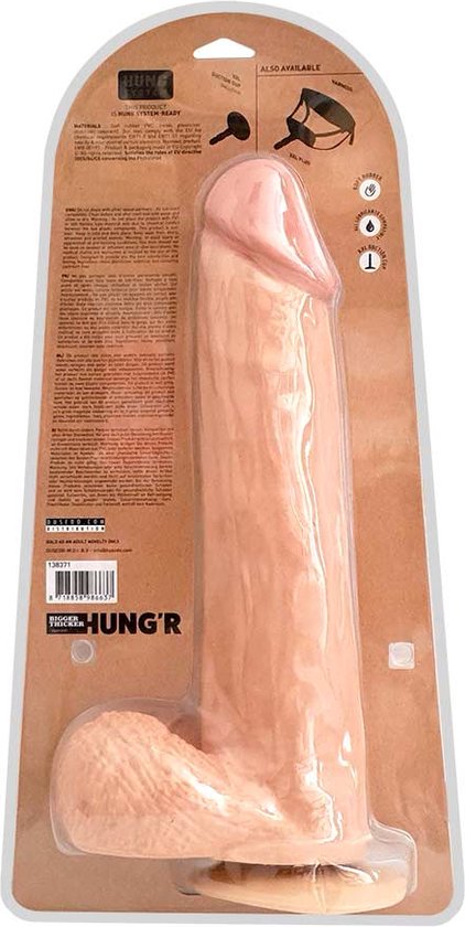 Gode ​​réaliste HUNG'R - Bruno - Beige - Longueur 36,00 cm - Diamètre Ø 7,70 cm.
