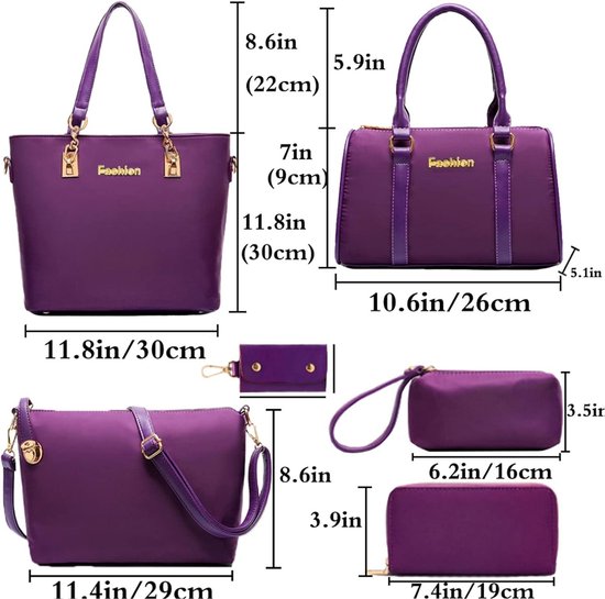 FiveloveTwo Women Ladies 6Pcs Handbag Set Hobo Top Handle Bag Totes Bags Crossbody Shoulder Bags and Wallet Clutch, Black