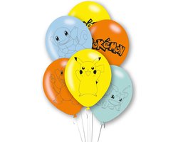 Amscan Pokemon themafeest verjaardag ballonnen - 6x - latex - 28 cm - feestartikelen/versiering