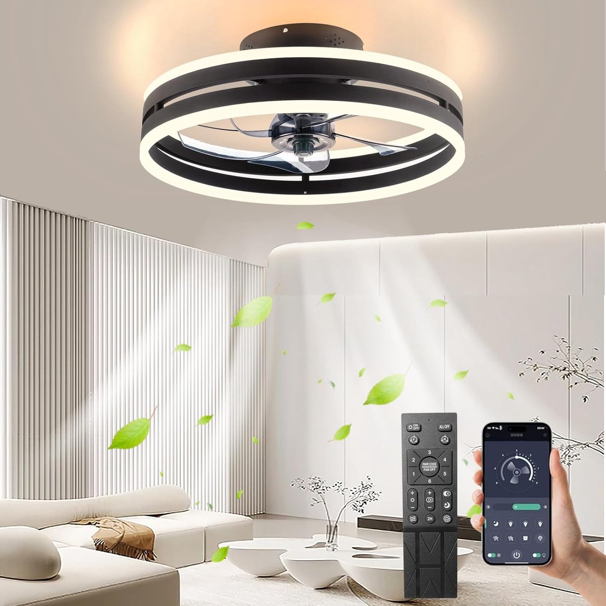 Plafondventilator met Verlichting - Met Afstandbediening - Stil in Gebruik - Stille Plafondventilator - Verlichting Woonkamer