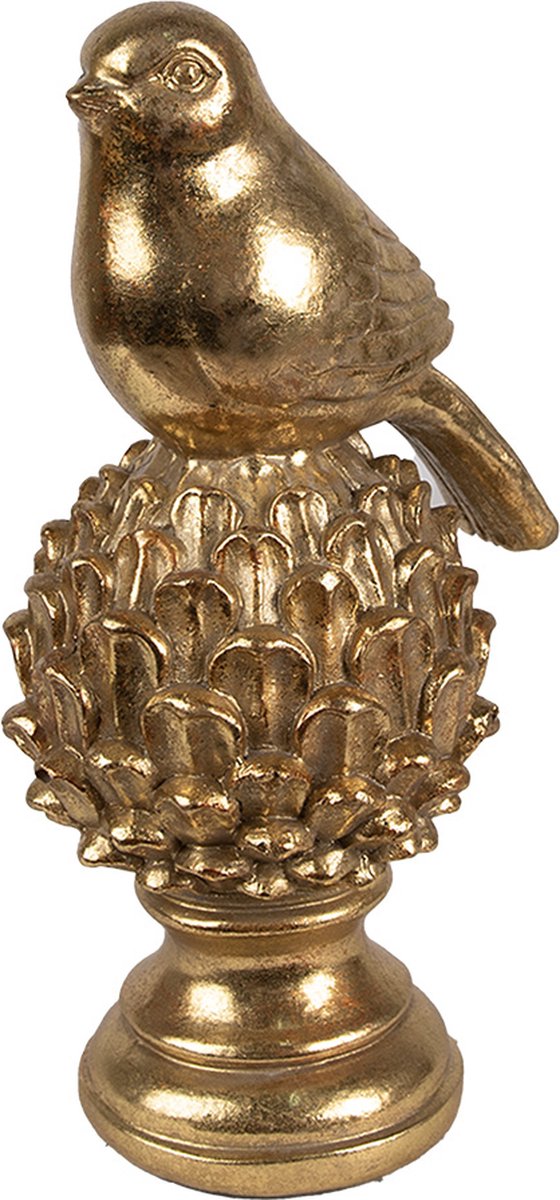 Clayre & Eef Decoratie Beeld Vogel 22 cm Goudkleurig Polyresin