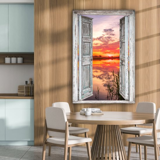 Tableau Peinture Paysage - Coucher de Soleil - Water - Transparent - 80x120 cm - Décoration murale