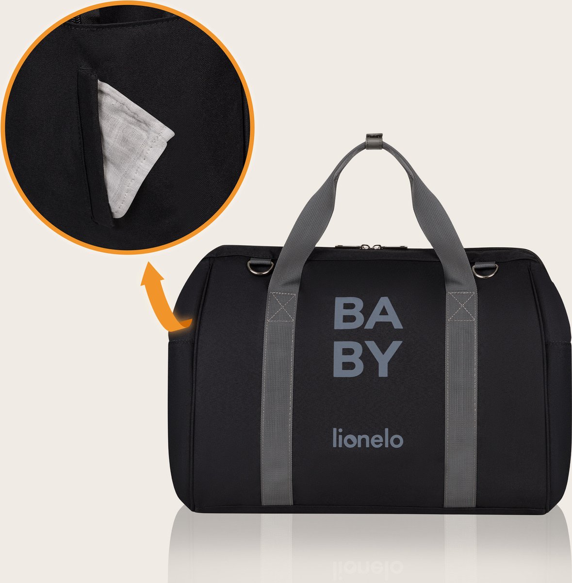 Lionelo Ida Sac à Langer Pour Poussette - Mommy Bag Spacieux Avec 2 Poches Isothermes, Matelas à Langer Et Trousse Cosmétique