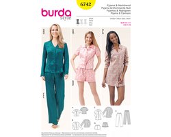 Burda Naaipatroon 6742 - Pyjama in variaties en nachthemd