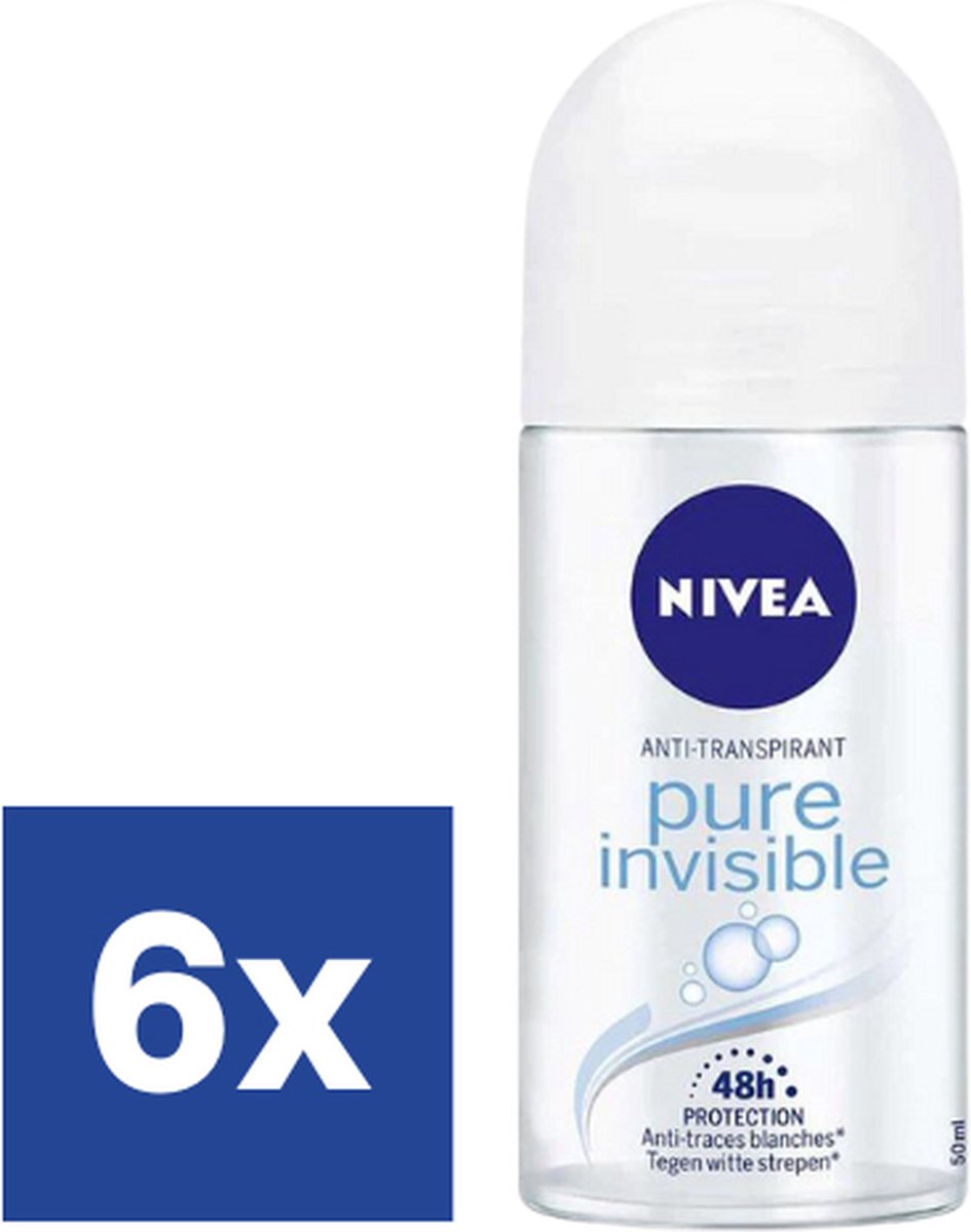 Goedkoopste Nivea Pure Invisible Deo Roll On - 6 x 50 ml