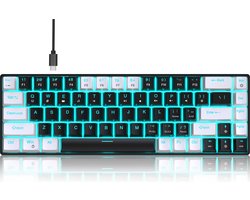 HXSJ V800 – Bedrade Gaming Toetsenbord – Mechanisch – QWERTY Toetsenborden – 68 Keys – Blue Switch – Zwart wit