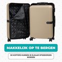 Gouden koffers met openklapbare deuren en interne banden.
