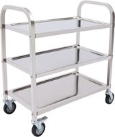 Bol.com Serveerwagen - Trolley keuken op wieltjes - Keukentrolley - Roestvrijstaal - 75 cm aanbieding