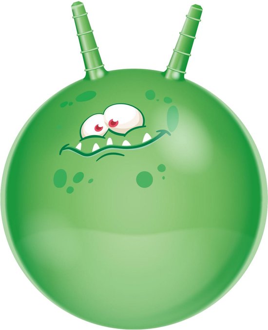 Foto: Eddy toys skippybal funny faces groen dia 45 cm buitenspeelgoed voor kleine kinderen