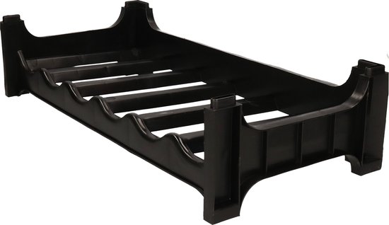 Novaliv Wijnrek voor 24 Flessen - Stapelbaar Metalen Flessenrek - Zwart - 11 x 40 x 20 cm - Drankrek